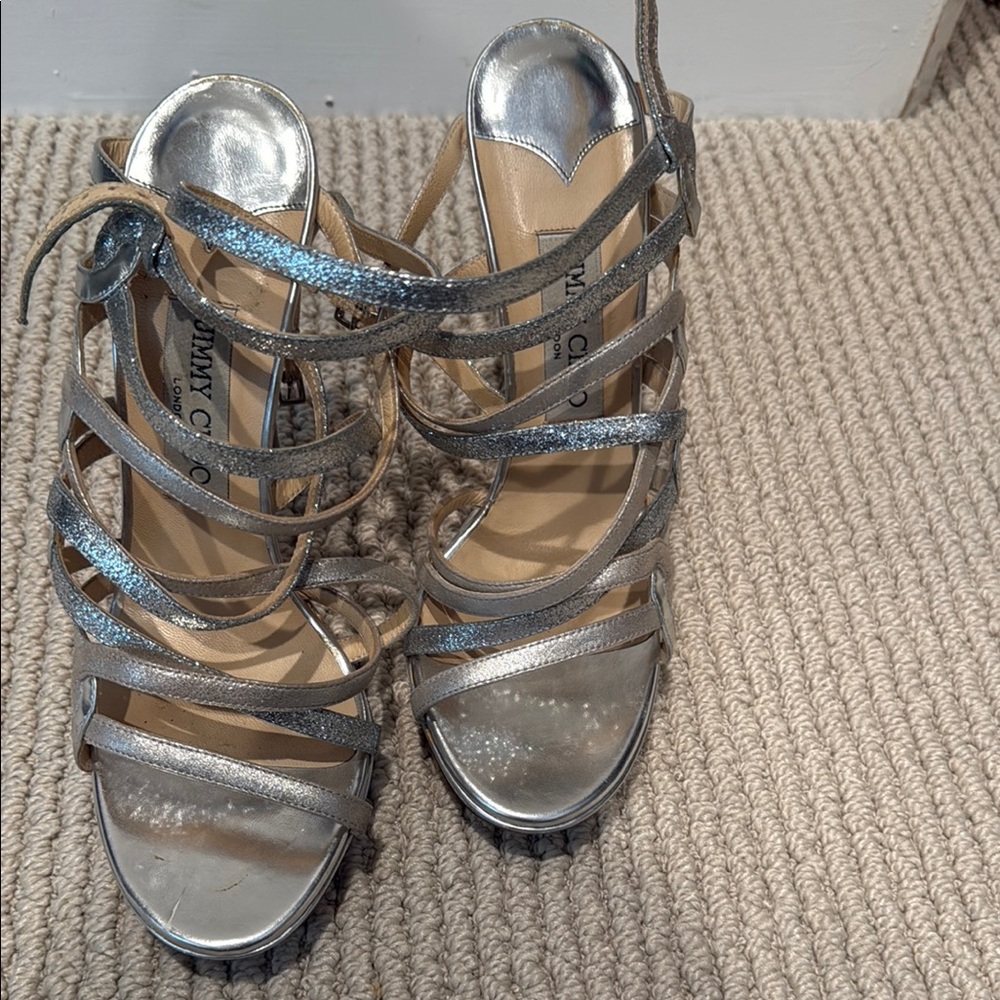 Jimmy Choo Silver Strappy Women's Shoes